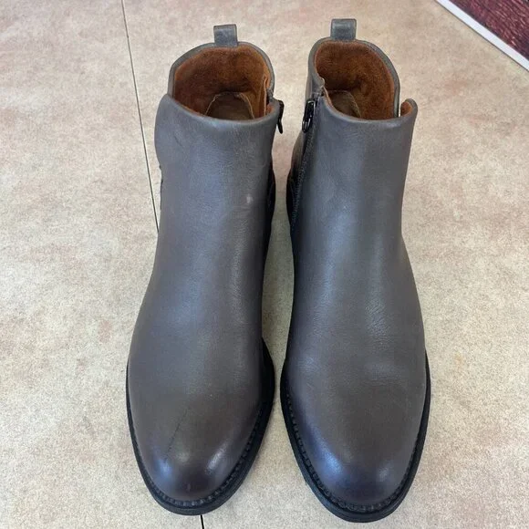 Franco Sarto Hyla Leather Grey Ankle Booties - Picture 2 of 14